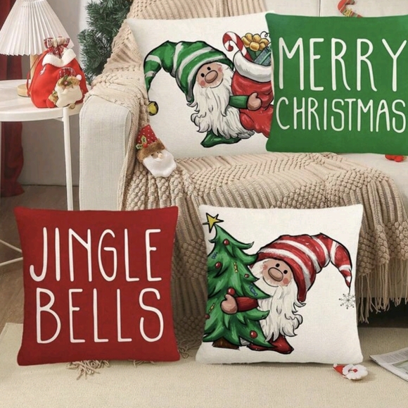 Gnome Christmas Burlap Pillow Covers - 4 (no pillow) - Picture 7 of 7